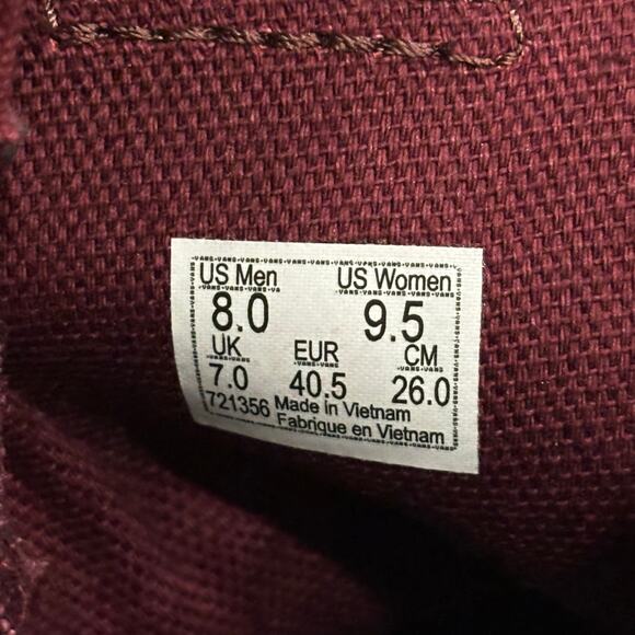 Vans Unisex Size 8M/9.5W Burgundy Leather Hi-Cut Vintage Lace Up Skate Shoes - Picture 3 of 11